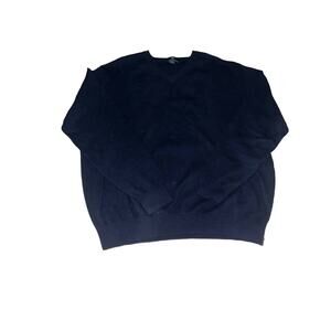 Toscano Italy Men's Navy Blue Sweater LambsWool V-Neck Pullover size XL